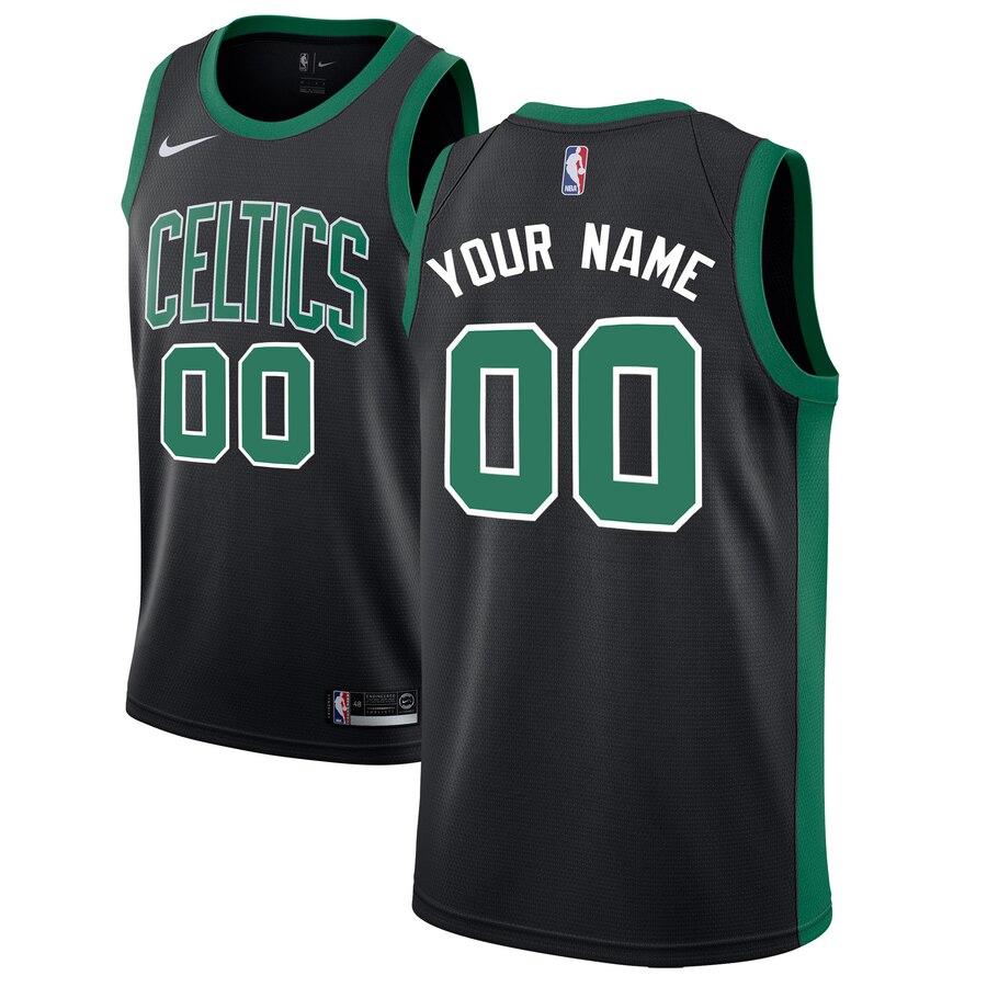 Men's Boston Celtics Custom #00 Swingman Nike Statement Edition Black Jersey 2401GEPB
